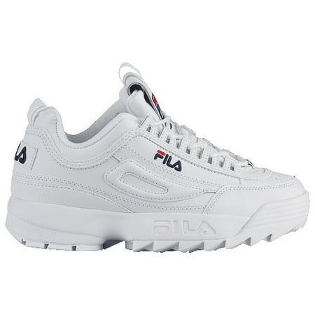 Fila Women's Disruptor 2 Premium Casual Shoes, White/Fila Navy/Fila Red, Size 5