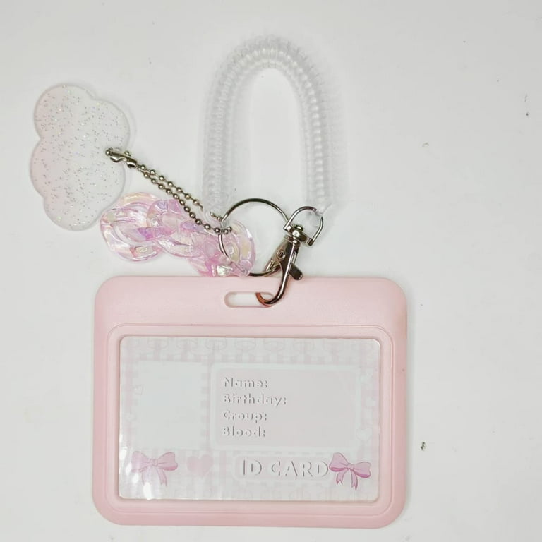 Lovely Heart Love Photocard Holder Keychain Kpop Idol Photo ID Card Cov ▷