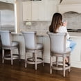thumbnail image 3 of Maven Lane 26" Counter Height Bar Stool - Handcrafted Swivel Bar Stool with Reclaimed Oak Finish and Ash Grey Fabric Upholstery - Bring Seamless Style and Comfort to Kitchen Islands and Dining Spaces, 3 of 7