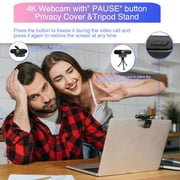 ZIQIAN 4K/8MP HD Webcam - Desk Top Camera/Gaming PC Camera/Pro Streaming Web Camera/ Xbox Camera/Webcam with Microphone with Privacy Cover and Tripod-Black