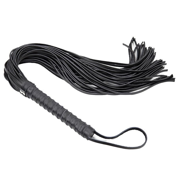 Soidarity Látigo de equitación con borlas de cuero, látigo ecuestre suave, látigo de entrenamiento de enseñanza portátil con mango antideslizante Gimnasios en casa Negro Soidarity OD010444-01