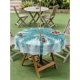 thumbnail image 4 of Outdoor Tablecloth with Umbrella Hole for Patio/Picnic/Party/Camping, Teal Palm Tree Waterproof Table Cloth Round Cover Washable, Tropical Summer Coastal Vintage Turquoise (Dia 60"), 4 of 9