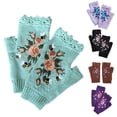thumbnail image 4 of Women Winter Crochet Knitted Fingerless Gloves Sweet Colorful Floral Bee Embroidery Thumbhole Texting Mittens Arm Warmer, 4 of 21