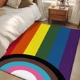 thumbnail image 4 of Modern Geometric Area Rugs 4'x6', Washable Small Throw Rugs for Office Bathroom, Abstract Colorful Striped Indoor Outdoor Rug Non-Slip Low Pile Carpet Runner Reversible Floor Mats, 4 of 8