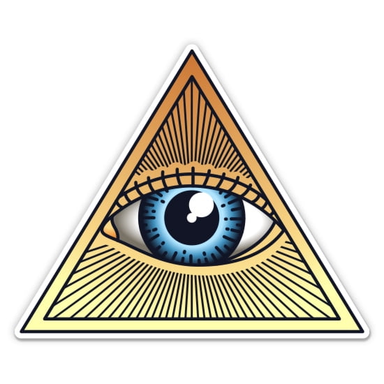 Triangle All Seeing Eye Classic Tattoo Style - 3" Vinyl Sticker - For Car Laptop Water Bottle Phone - Waterproof Decal