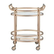 HomeRoots Decor 27-inch X 19-inch X 34-inch Clear Glass And Rose Gold Serving Cart