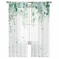 thumbnail image 2 of Spring Eucalyptus, Semi Sheer Curtains 96 Inch Length 2 Panels Set, Green White Watercolor Botanical Leaf Sheer Kitchen Curtain Privacy Voile Window Curtain for Living Room Bedroom Rod Pocket Drapes, 2 of 7