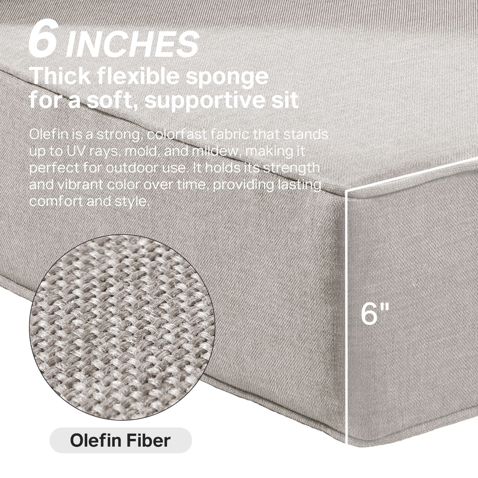 Opohoro Outdoor Deep Seat Cushion Set, 24"x22"x6", Water Resistant & UV Resistant Comfortable Furniture Cushions for Patio Chair, Sofa, Loveseat
