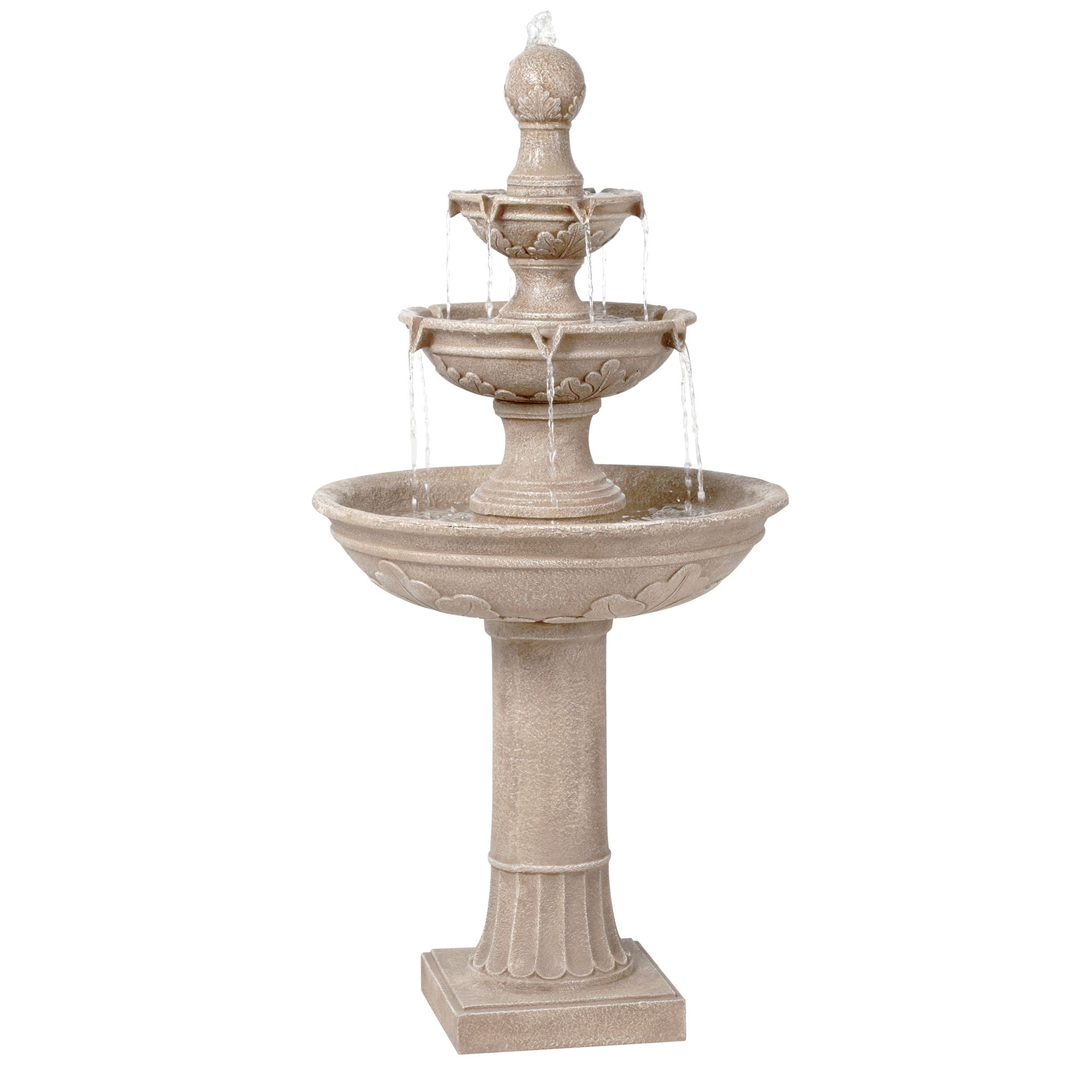 Stafford 48" High Large Traditional Italian Indoor Outdoor Decor Faux Stone Floor Fountain 3-Tier Outside