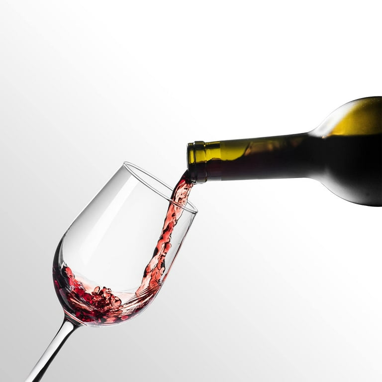 Aspen & Birch - Modern Wine Glasses Set of 4 - Red Wine Glasses  or White Wine Glasses, Premium Crystal Stemware, Long Stem Wine Glasses  Set, Clear, 15 oz, Hand