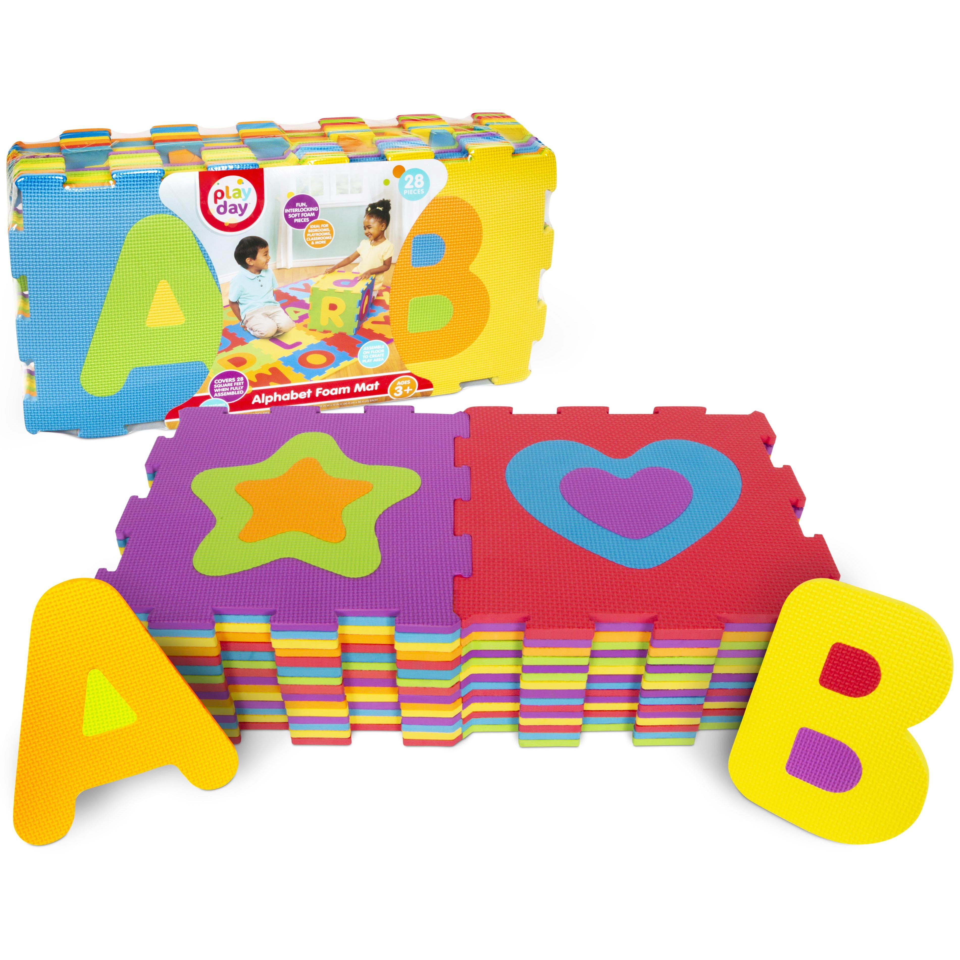 Play Day ABC Foam Playmat Learning Toy Set 28 Interlocking Pieces Multi Color Preschool and Toddler Toys