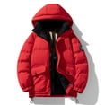 thumbnail image 2 of Puffer Jacket Men Winter Warm Hooded Down Jacket Zip Up Parka Padded Outwear Relaxed Fit Puffer Jacket Mens Fall Jackets Red XXXXL, 2 of 9
