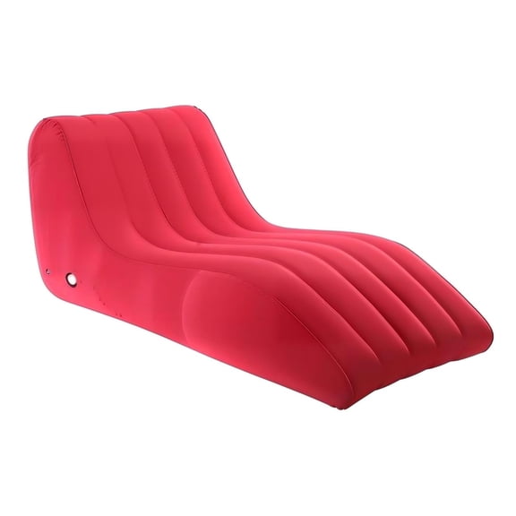 HOARBOEG Oversized Red S-Shape Inflatable Lounger Sofa, Velvet Flocked Blow Up Chair Bed, Portable Air Couch for Adults Indoor Outdoor Pool Camping, Extra Large