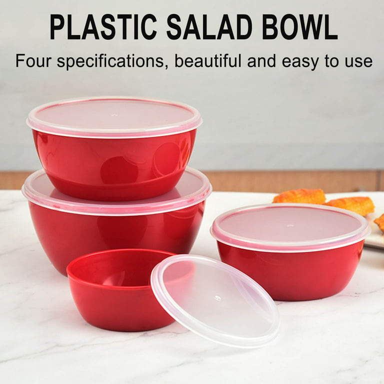 4pcs, Plastic Mixing Bowls With Lids, Salad Mixing Bowl Set, Microwave  Safe, For Food Storage, Meal Prep, Salad And More, Kitchen Gadgets, Kitchen  Acc