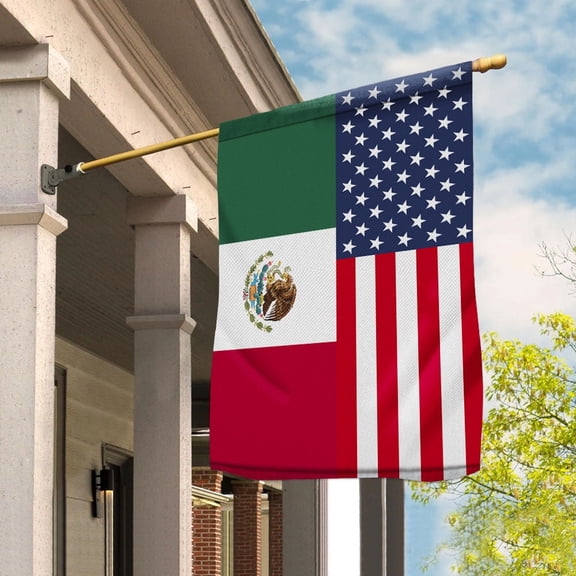 American Mexico Flag Mexican Friendship U.S.A Memorial Day Patriotic For House Flag, Double-Sided Decorative Outdoor Flag, Patriotic Polyester Yard Flag 29.5 x 39.5 in