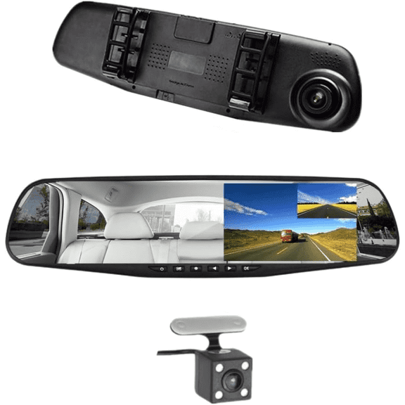 4.3 Inch Car DVR Rearview Mirror with Dual Lens Camera - 1080P HD Video Recorder, Reversing Camera, Loop Recording, G-Sensor, Night Vision - Easy Installation for Vehicle Safety
