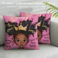 thumbnail image 3 of Nawypu African American Kids Pillow Covers, Afro Black Girl Cute Girl Pink Decorative Throw Pillowcases Cover for Sofa Couch Kids Classroom Decor, Double Side Printed, 3 of 5