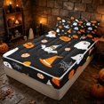 thumbnail image 3 of Erosebridal Halloween Pumpkin Zipper Queen Comforter Set with Fitted Sheet and 2 Pillowcases, Cute Candy Zipper Bedding Set for Boys Girls, Black Orange White, Black Reversible, 3 of 7