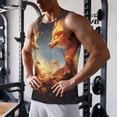 thumbnail image 5 of Gukieu Red And Gray Flame Fox Print Men's Quick Dry Fitness Vest, Round Neck Sleeveless Fitness Bodybuilding Top-XX-Large, 5 of 7