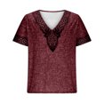 thumbnail image 4 of Taqqpue Mens Linen Shirt Solid Color V Neck Short Sleeve Blouse Tops Casual Embroidered Plus Size Beach T Shirts, 4 of 6
