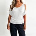 thumbnail image 5 of Tqcoqu Womens Summer Cold Shoulder Tops,Short Sleeve T Shirts Pullover Casual Dolman Blouses,White Women's S-XXXL, 5 of 9