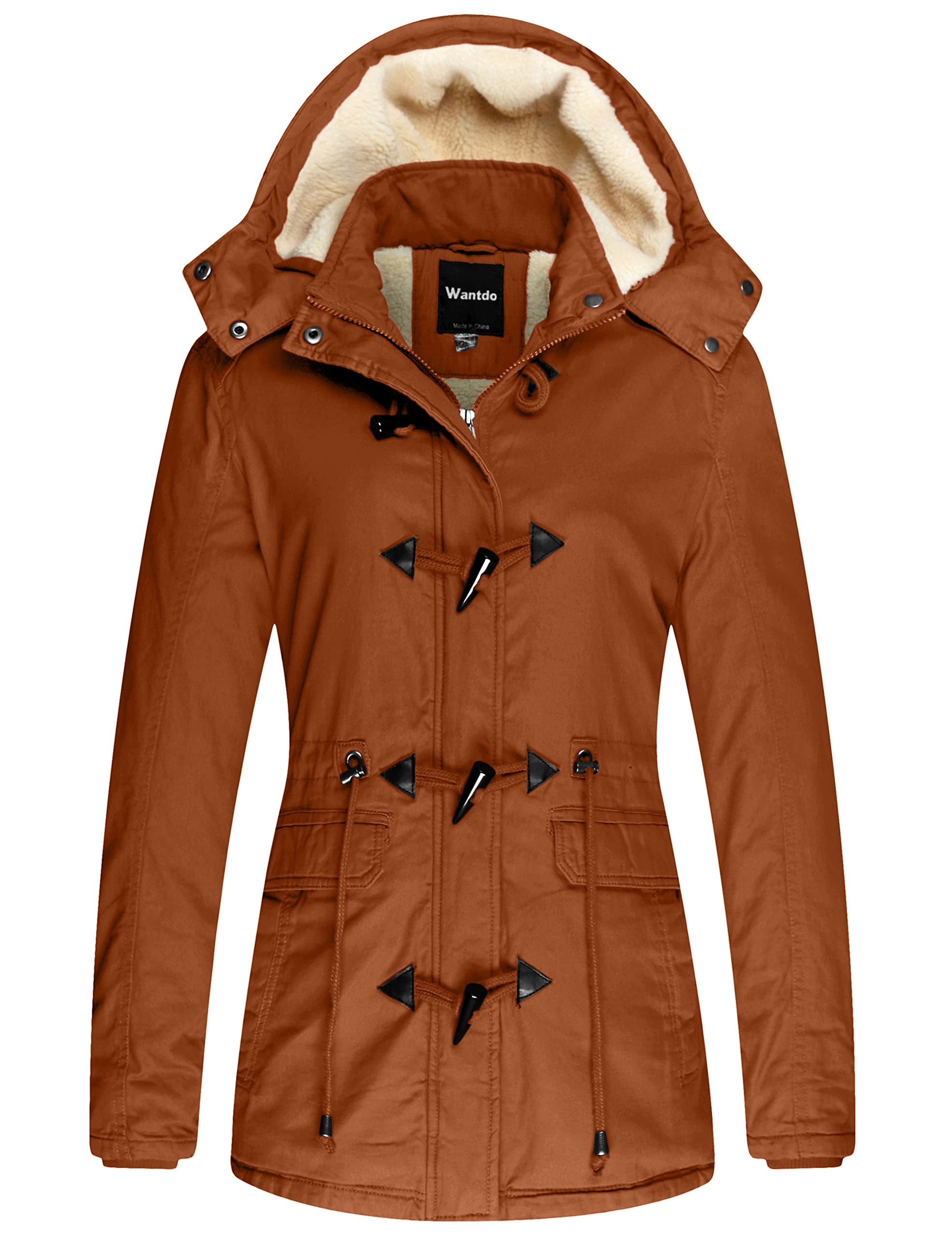 Wantdo Women's Winter Thicken Puffer Coat Flannel Jacket with Hood ...