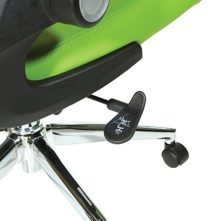 Office Star Products - Black Screen Back Manager's Chair with Faux Leather Seat and Padded Flip Arms with Silver Accents - Green