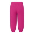 thumbnail image 4 of Girls Linen Capri Pants - Summer Loose Joggers Elastic High Waist Beach Capris Casual Cropped Trousers with Pockets for Kids Youth，Age 4-15 (Hot Pink/140), 4 of 5