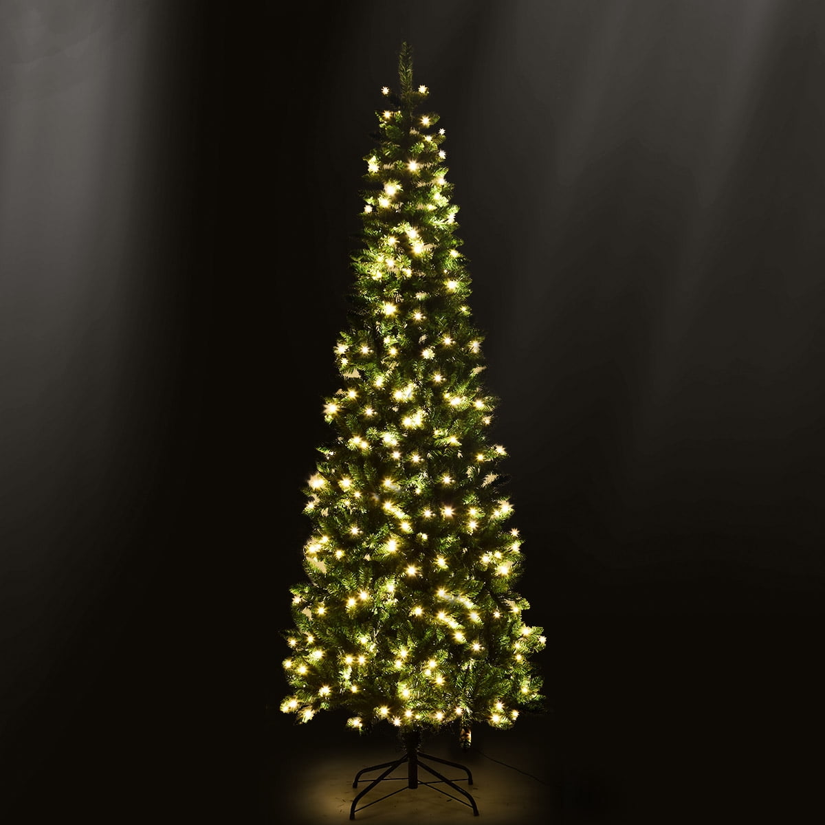 Costway 6.5ft Pre-Lit Hinged Pencil Christmas Tree 250 White Lights
