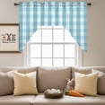 thumbnail image 4 of Easter Teal Swag Valances for Kitchen Window, Lattice Plaid Small Swag Valances Rod Pocket Curtain Drapes Window Treatment for Bedroom Bathroom, 56x36 Inch, 4 of 9