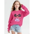 thumbnail image 4 of Aideaone Girls Sweatshirts Crewneck Cute Cartoon Graphic Pullover Long Sleeve Relaxed Fit Tops Rose Pink 5-14Years, 4 of 7