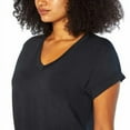 thumbnail image 4 of Banana Republic Women V-neck Roll Sleeve Tee Shirt (Black, XL), 4 of 4