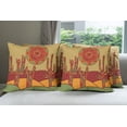 thumbnail image 6 of Ambesonne Tribal Throw Pillow Cover 4 Pack, Tribal Design Cactus, 18", Multicolor, 6 of 7