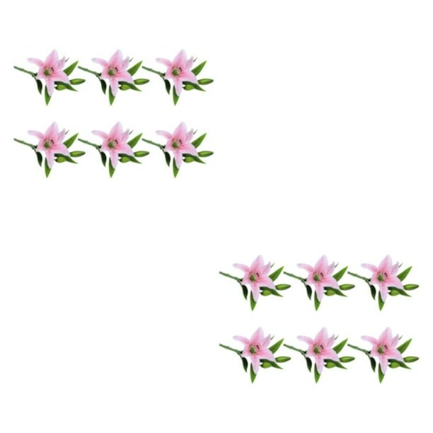 Bearachild 6 piezas de flores artificiales de Lilys PVC decorativas Rosa 2piezas