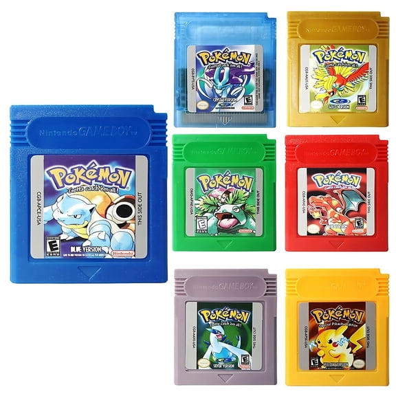Classic Pokemon Game Boy series(All 7 Games) GBC Blue Red Yellow Green Gold Silver Crystal