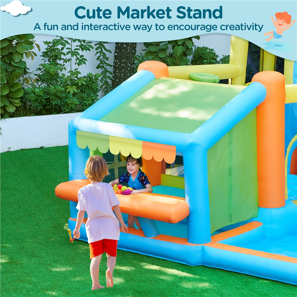 Renwick Inflatable Bounce House with Water Slide and Blower, Cyan