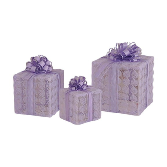 LED Lighted Gift Box Set With Remote Control Three Piece Christmas Decor Boxes For Indoor And Outdoor Use Includes Light String Ideal For Holiday Decor In Any Room