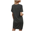 thumbnail image 4 of Yuyuzo Robes T-Shirts pour Femmes Manches Courtes Col en V Mini Robe Ourlet Froncé Couleur Dégradée Robes Courtes Décontractées, 4 of 4