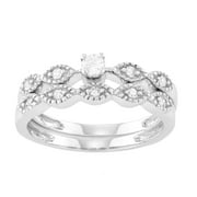 MyDiamondBox 1/4 cttw White Diamond Marquise pattern Shank Bridal Ring Set crafted in 10KT White Gold Real Diamond Ring for Women, US9