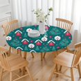 thumbnail image 3 of Dark Teal Christmas Village Pattern Round Fitted Tablecloth with Elastic Edge,Dining Table Cover Waterproof,Outdoor Round Tablecloth for Camping,Dining,Indoor and Outdoor, 3 of 7