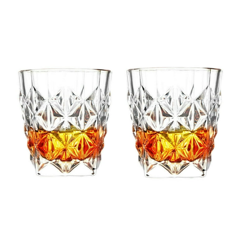 Whiskey Glasses Set of 2, Crystal Cocktail Glasses, Old Fashioned Ribbed  Bourbon Glassware, Diamond-…See more Whiskey Glasses Set of 2, Crystal