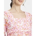 thumbnail image 5 of Moomaya Women Printed Smocked Square Neck Top, Bell Sleeves Ruffled Long Top, 5 of 9