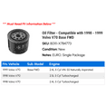 thumbnail image 2 of Oil Filter - Compatible with 1998 - 1999 Volvo V70 Base FWD, 2 of 2