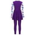 thumbnail image 4 of RUNQHUI Kids Girls UPF 50+ Rash Guard Swimsuits 2 Pieces Long Sleeves Dress with Pants Set Purple 16, 4 of 7