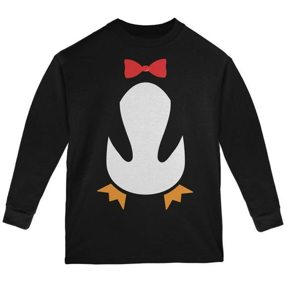 Halloween Penguin Costume Black Youth Long Sleeve T-Shirt - Youth Medium