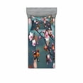 thumbnail image 2 of Ambesonne Nature Fitted Sheet & Pillow Sham Set, Blooming Sakura Flowers, Queen, Pale Pink Orange, 2 of 3