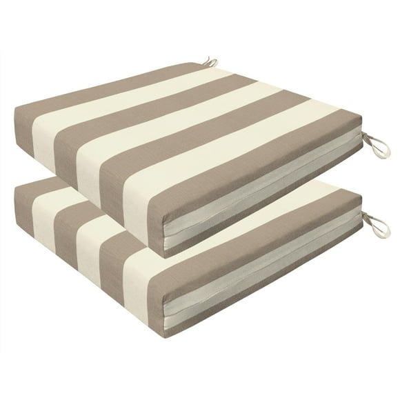 Honeycomb Outdoor Cushion Set 20"" x 20"", Cabana Stripe Tan Dining Patio Cushions