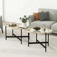 thumbnail image 3 of Smart FENDEE Modern Coffee Table Set of 2 End Table with Tempered Glass for Living Room, Bedroom, 3 of 7