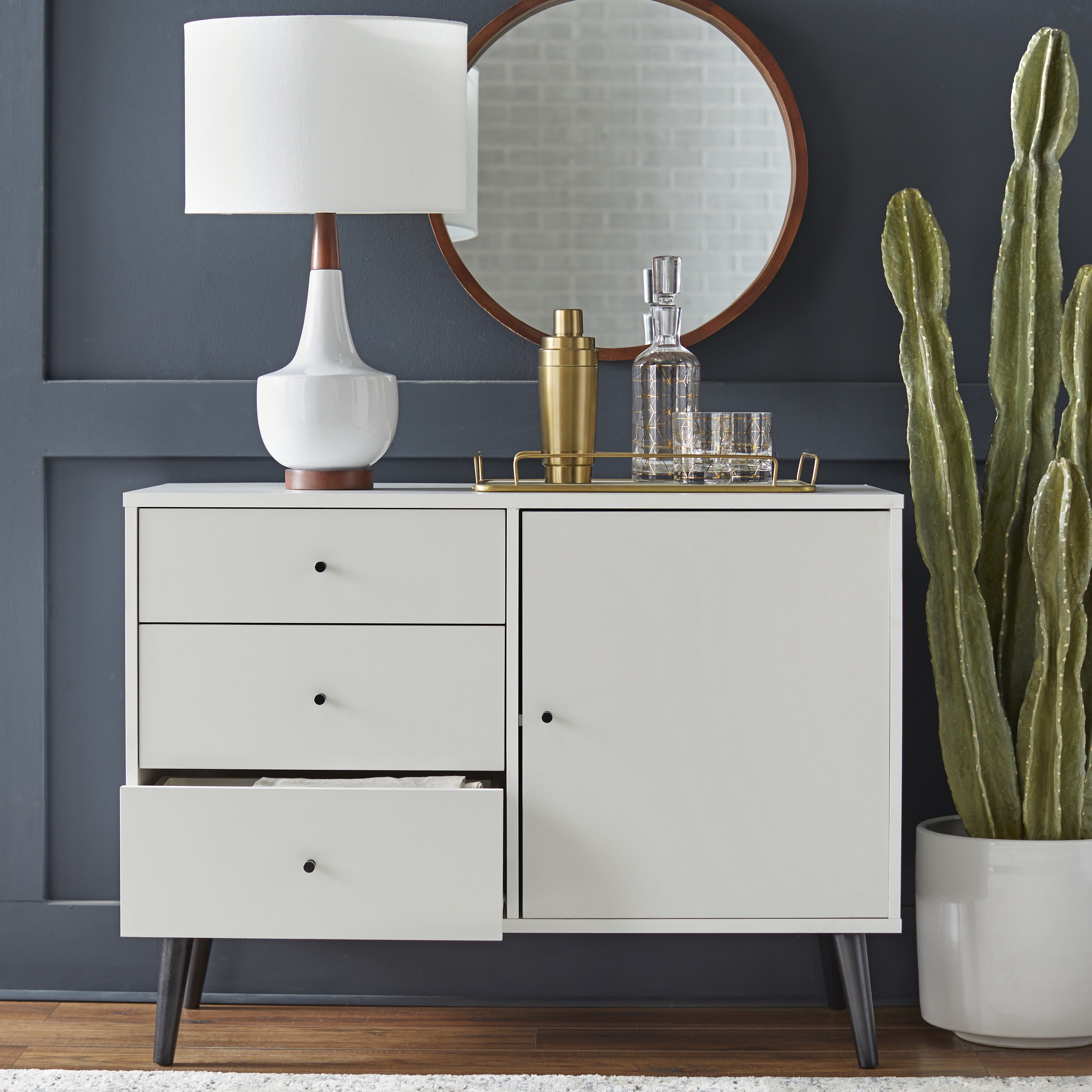 TMS Carroll Mid-Century Buffet, White