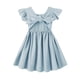 thumbnail image 1 of Vestido Dutebare para niñas pequeñas, algodón y lino, con volantes, azul claro, 1 of 6